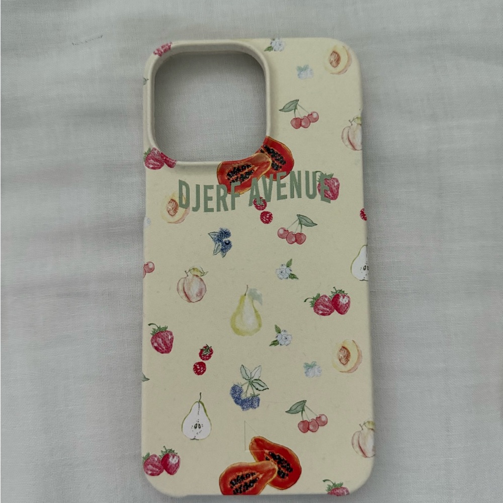 Djerf Avenue Cream iPhone Case with Playful Fruit Pattern